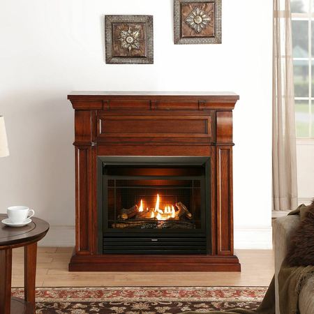 Duluth Forge Dual Fuel Ventless Gas Fireplace With Mantel - 26,000 Btu, T-Stat DFS-300T-1CO